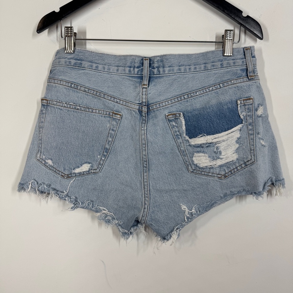 Agolde Light Wash Distressed Denim Cutoff Shorts Size 28 Raw Hem Summer - Picture 5 of 9